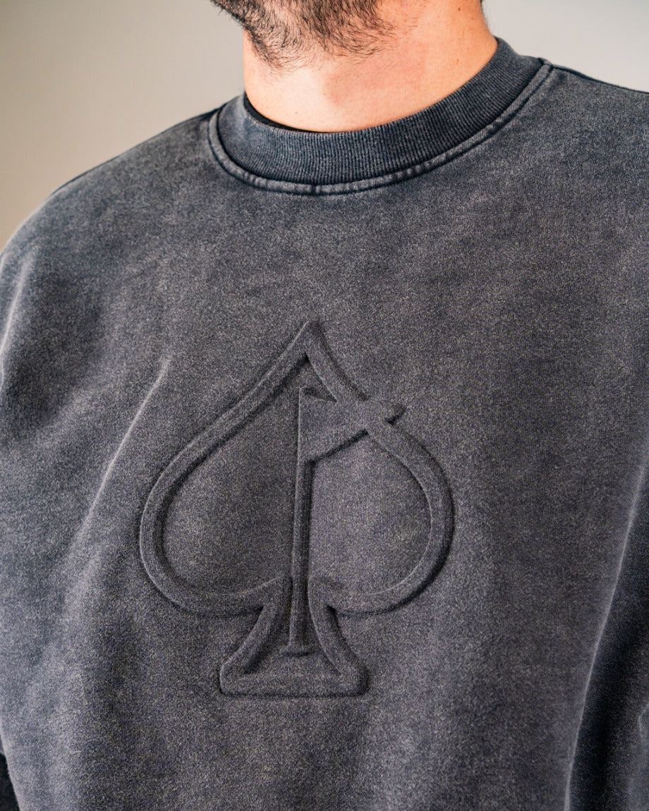 Embossed Spade Crewneck - Washed Charcoal - Image 2