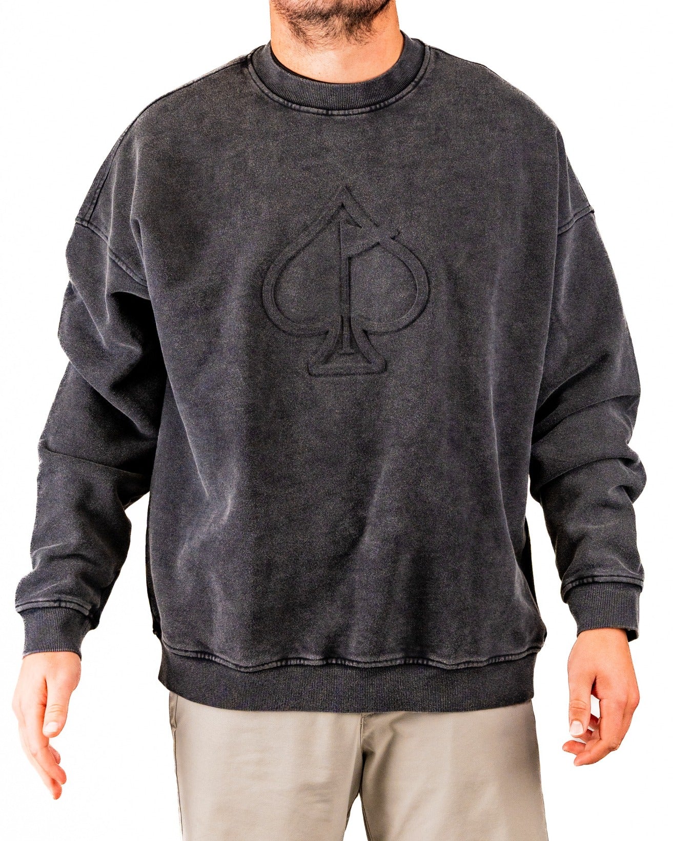 Embossed Spade Crewneck - Washed Charcoal - Image 4