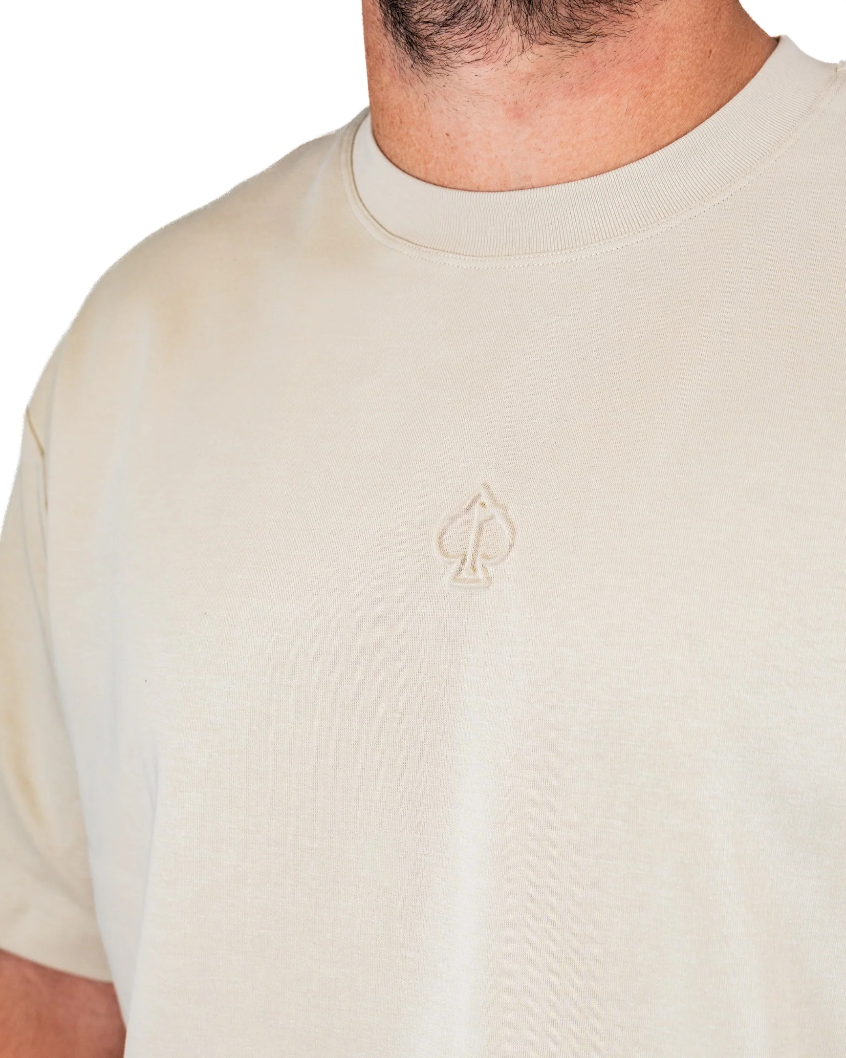 Embossed Spade Tee Shirt - Cream - Image 2