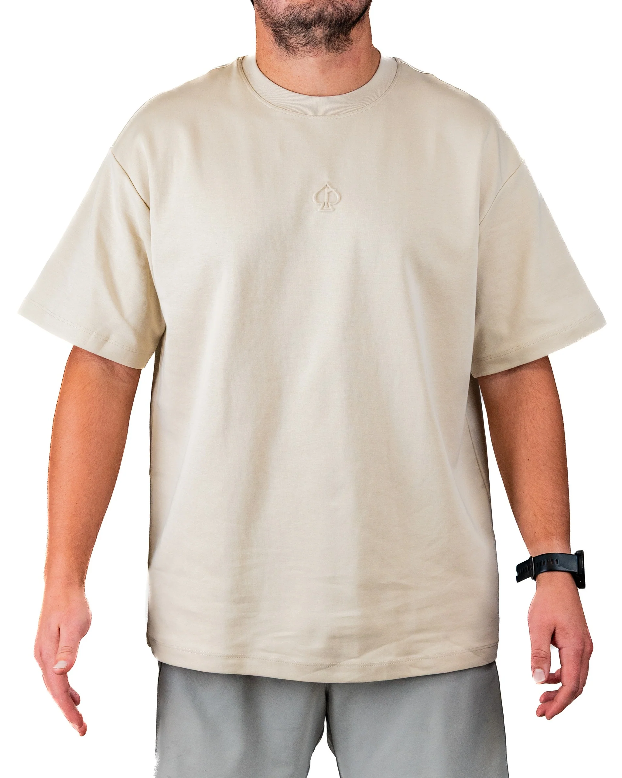 Embossed Spade Tee Shirt - Cream - Image 4