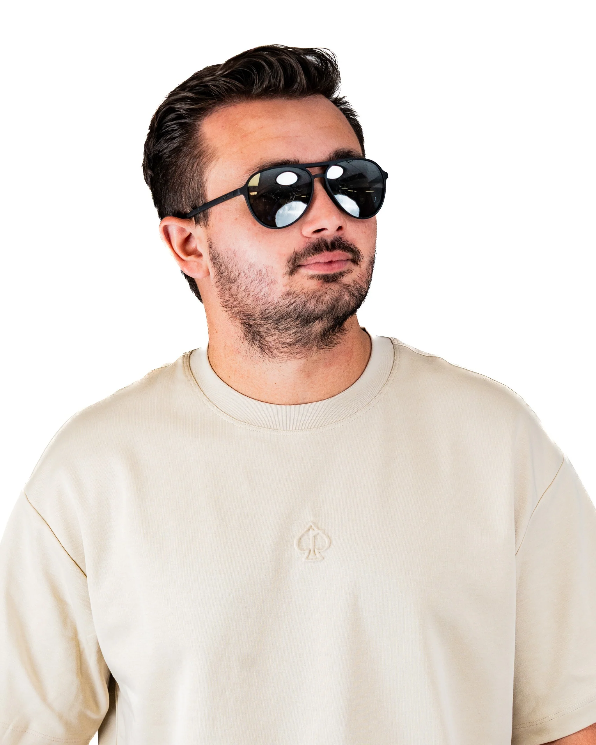 Embossed Spade Tee Shirt - Cream - Image 7