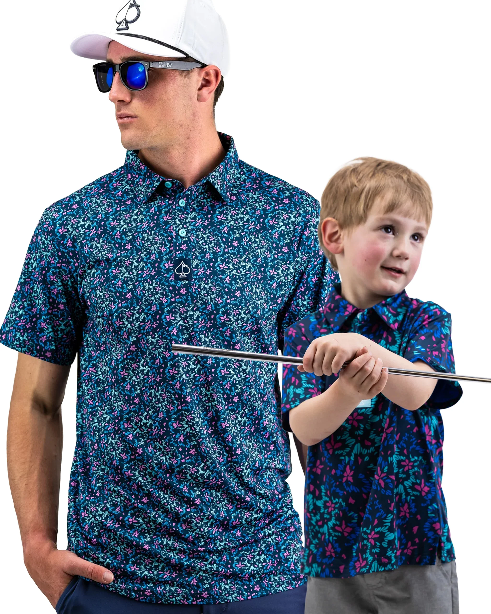 Fluorescent Floral - Father Son Matching Polo Bundle