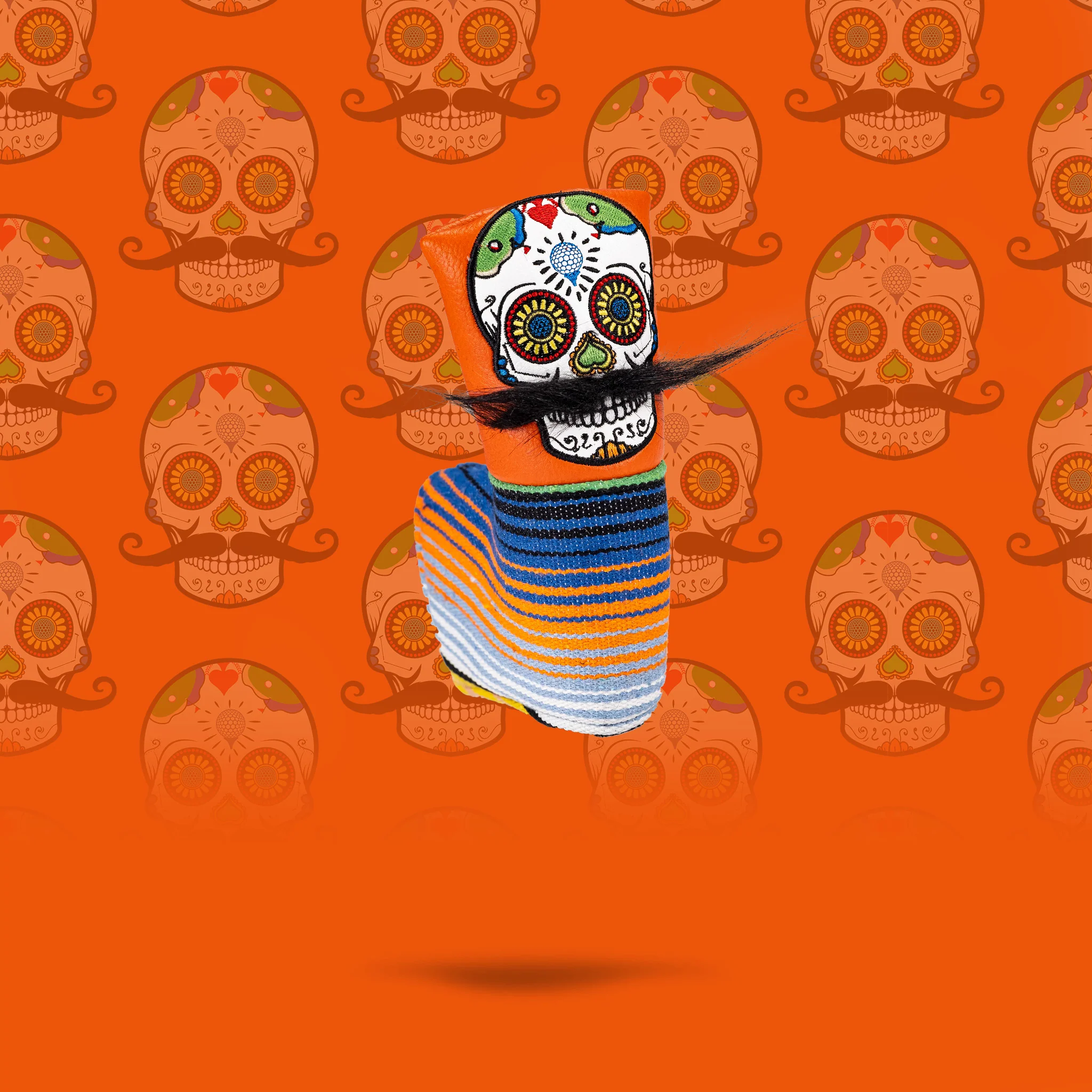 Mustache Sugar Skull - Blade Putter Cover Orange - Image 6