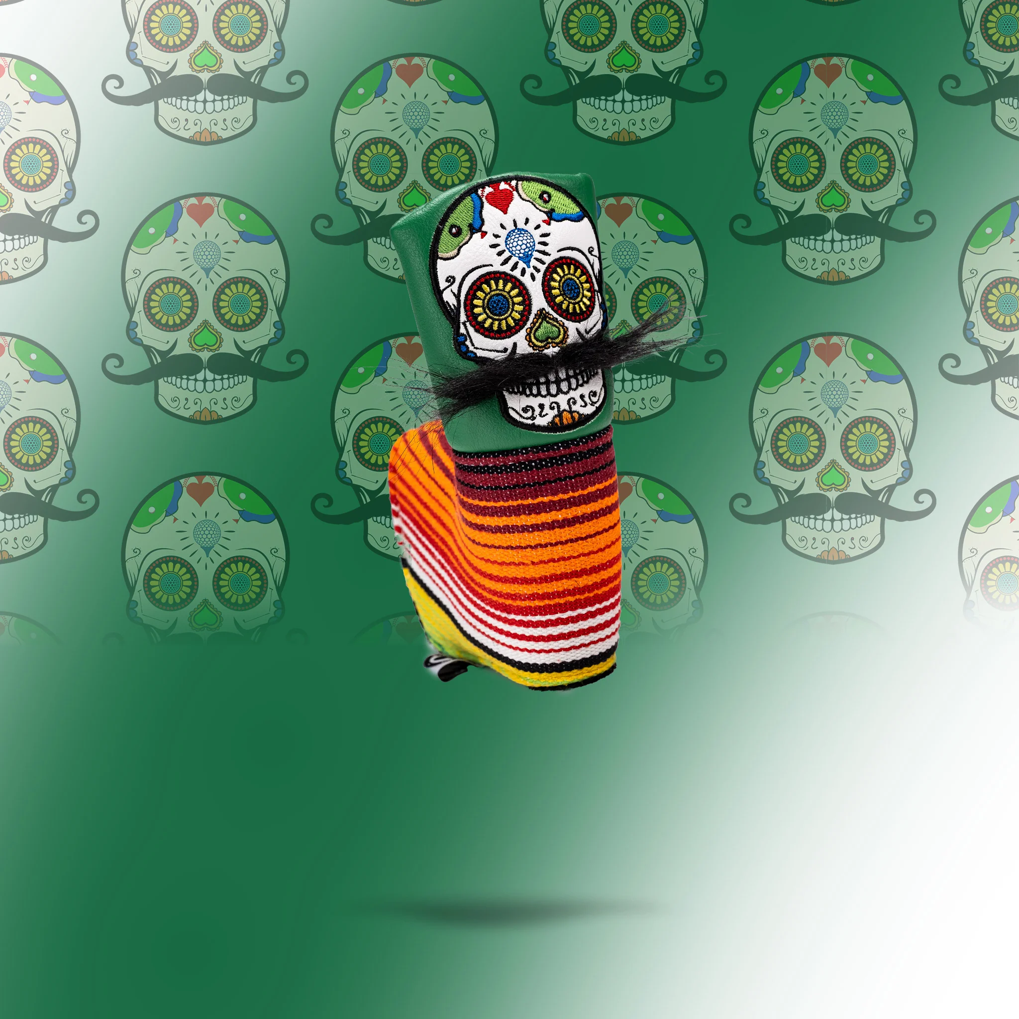 Mustache Sugar Skull - Blade Putter Cover Green - Image 12