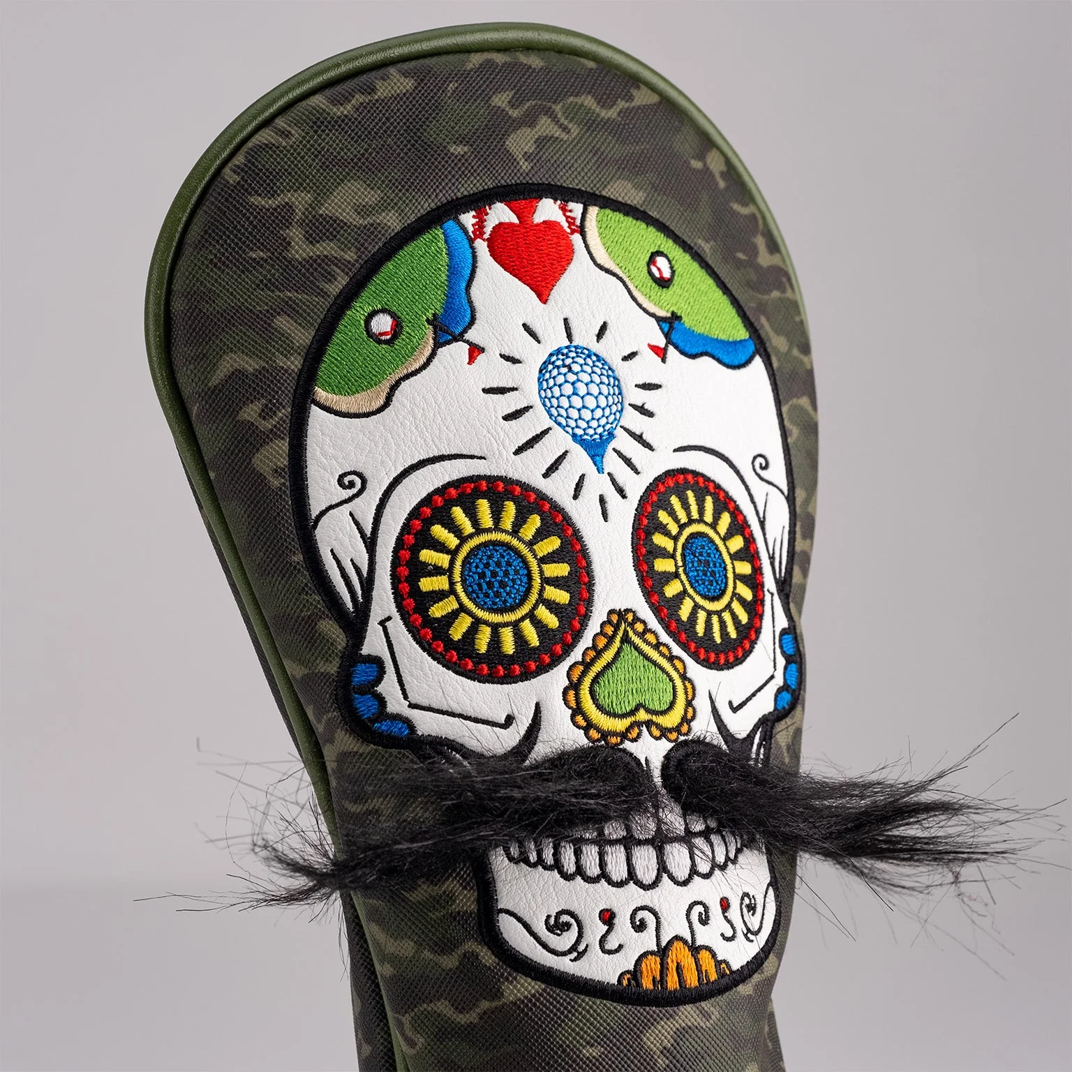Mustache Sugar Skull - Fairway Cover Green Camo - Image 3
