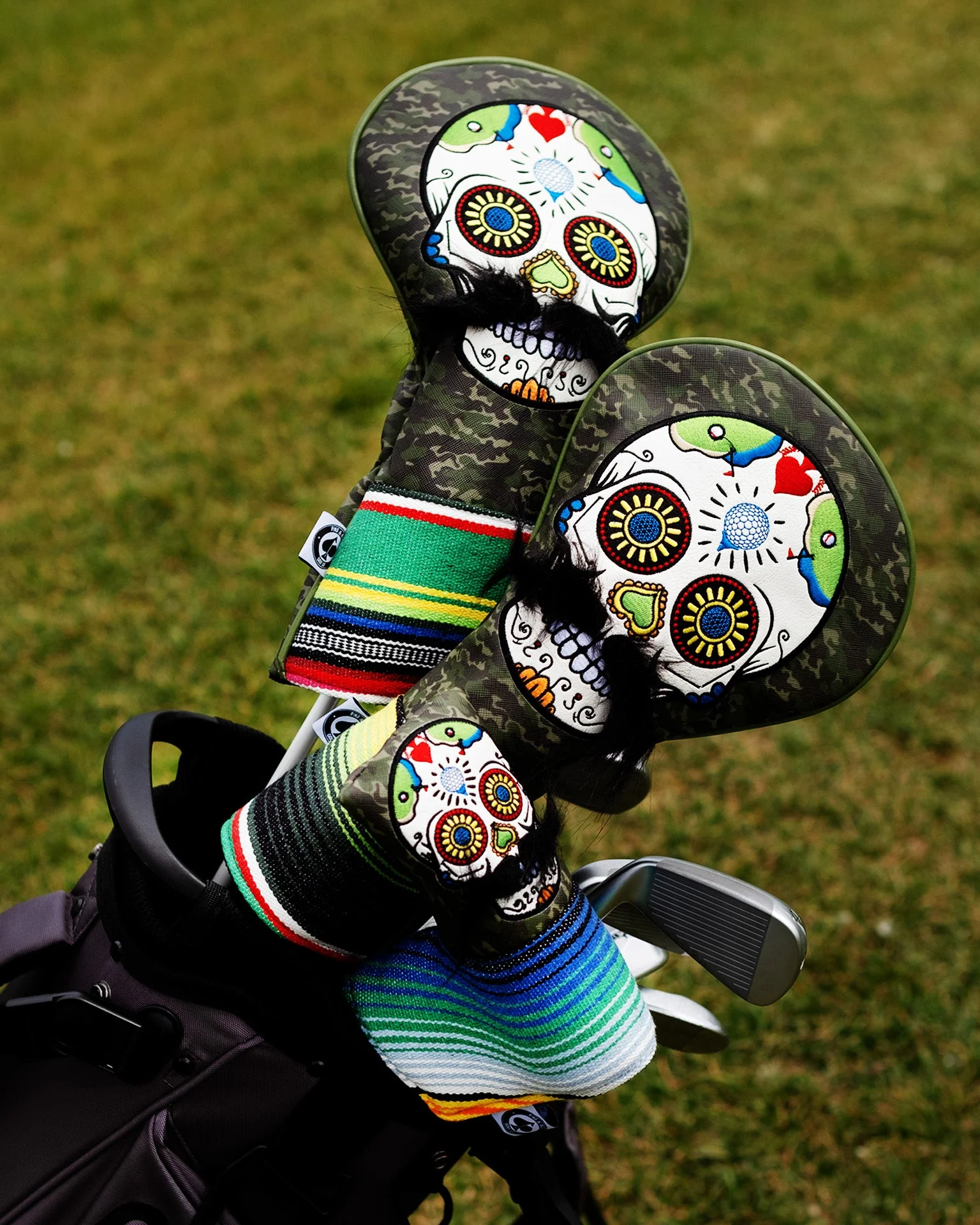 Mustache Sugar Skull - Fairway Cover Green Camo - Image 6