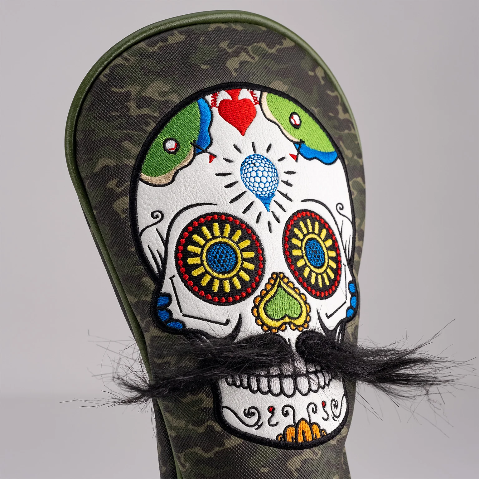 Mustache Sugar Skull - Fairway Cover Green Camo - Image 8