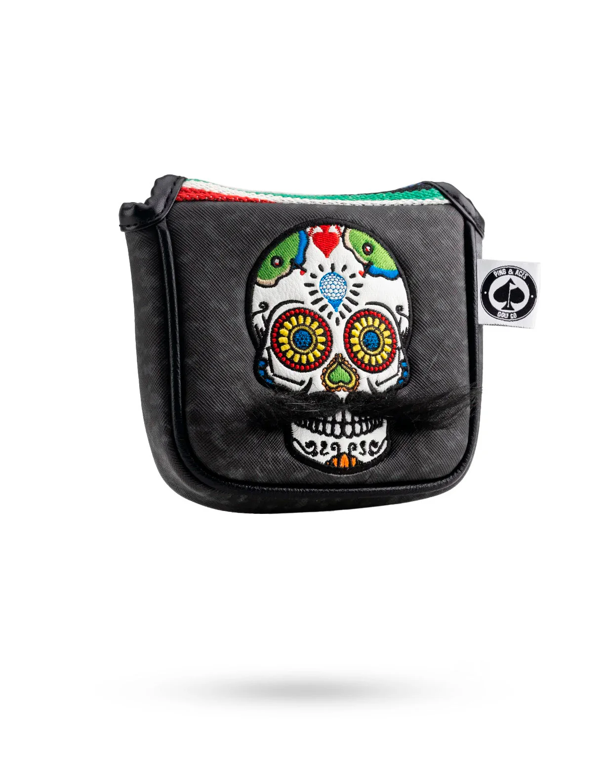 Mustache Sugar Skull - Mallet Putter Cover Gray Camo - Image 2