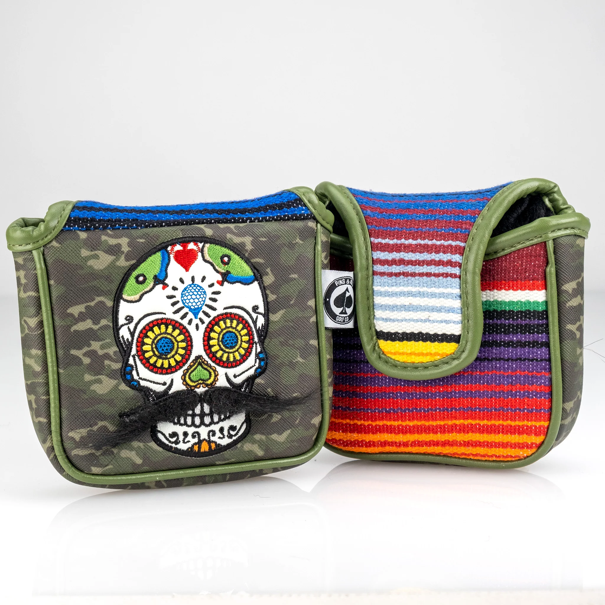 Mustache Sugar Skull - Mallet Putter Cover Green Camo - Image 9