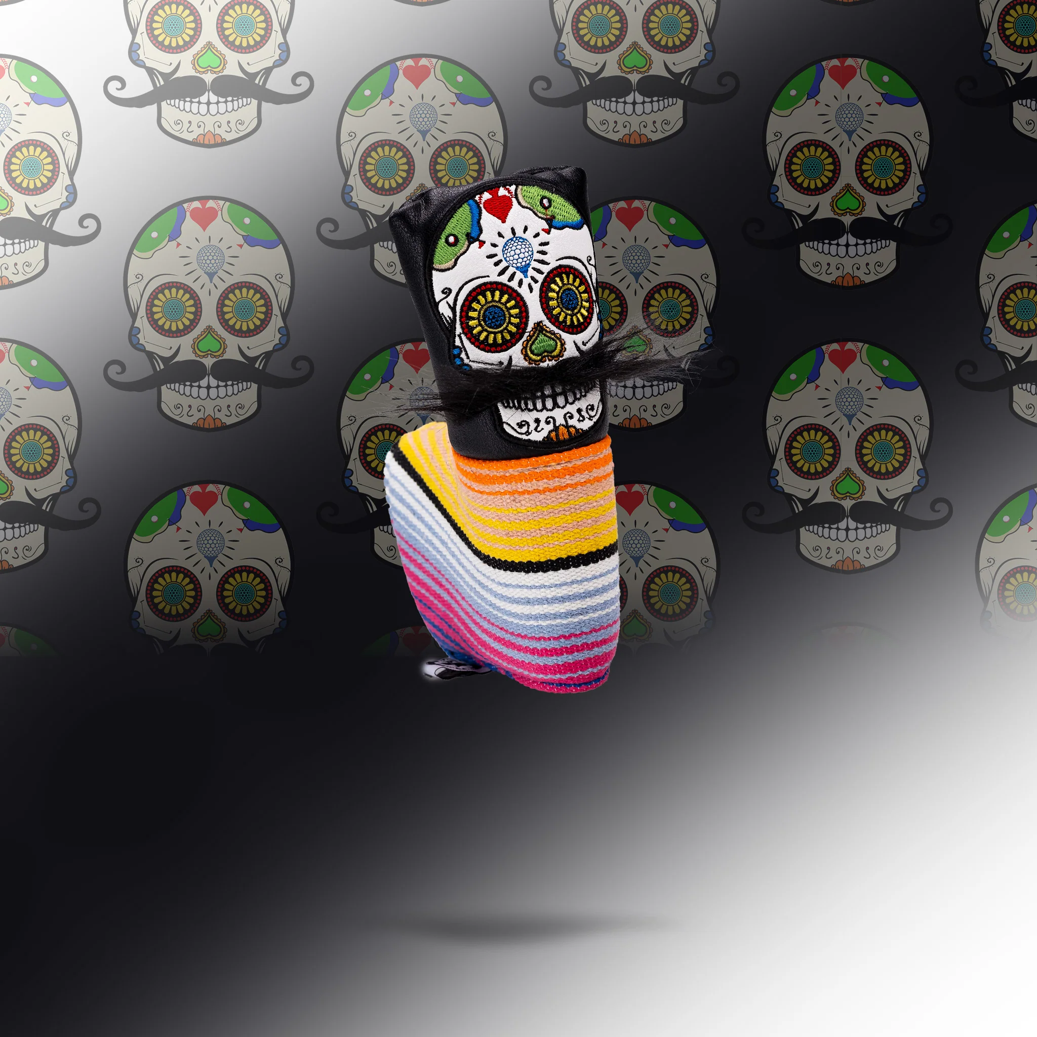 Mustache Sugar Skull - Blade Putter Cover Black - Image 6