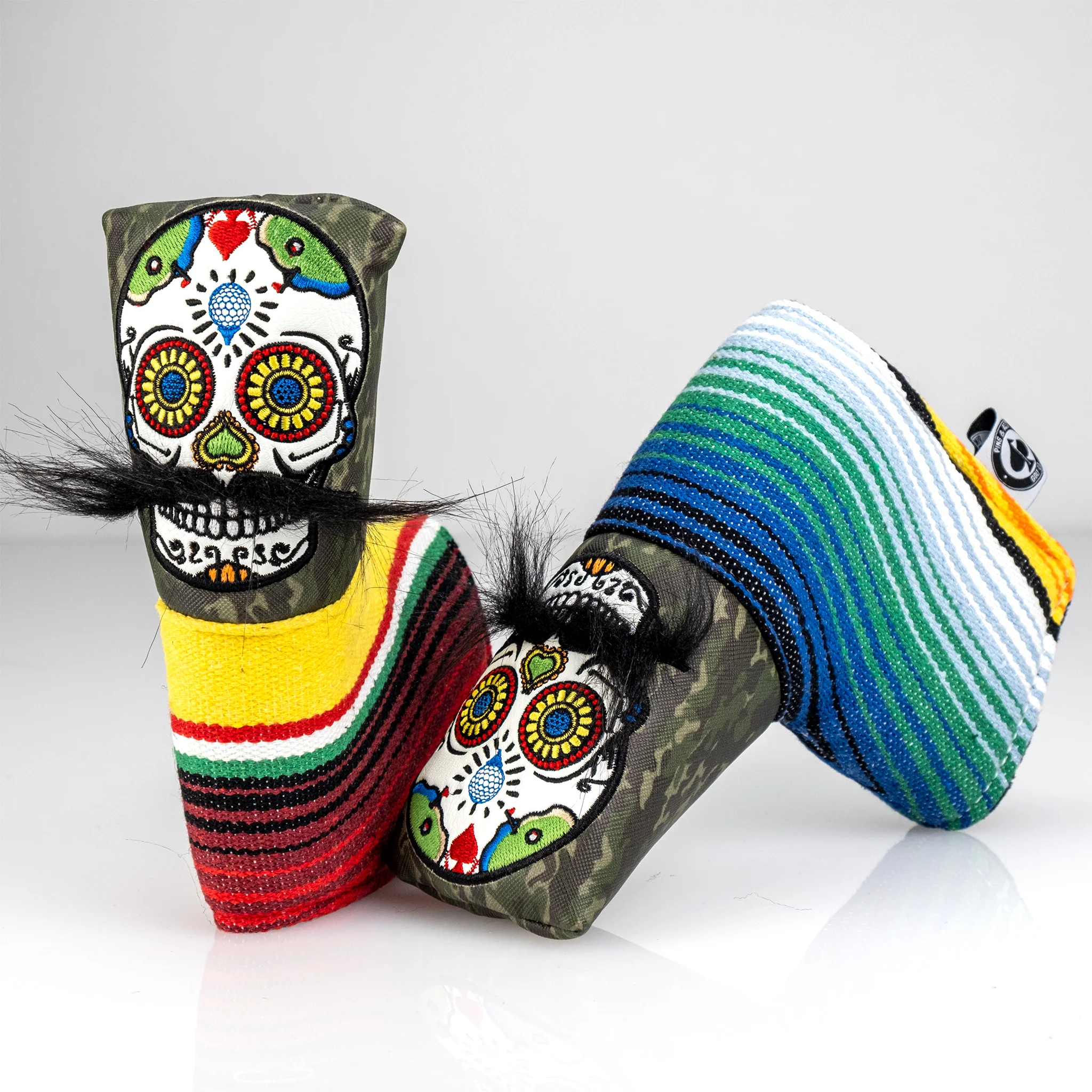 Mustache Sugar Skull - Blade Putter Cover Green Camo - Image 3