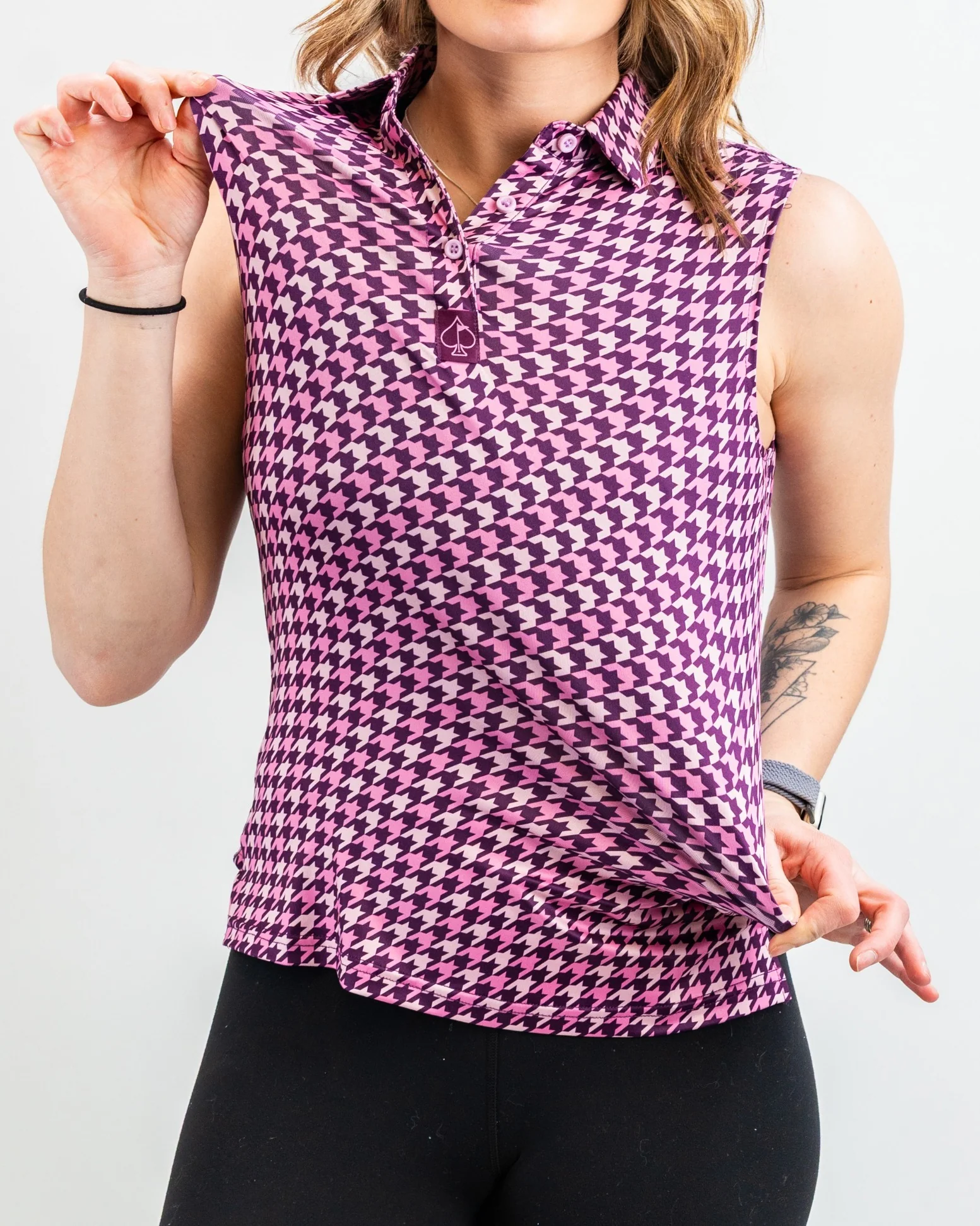 Women's Houndstooth Raspberry - Image 3